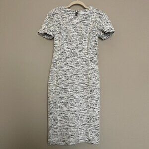 Calvin Klein, Size 4, Tweed Short Sleeve Midi Dress